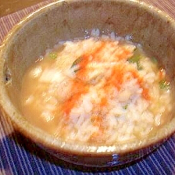 湯豆腐の〆は唐辛子の入った雑炊！